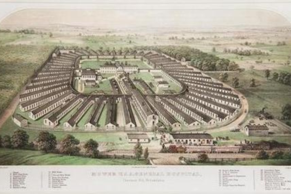 An artist's rendering of Mower General Hospital, also known as Chestnut Hill Hospital.